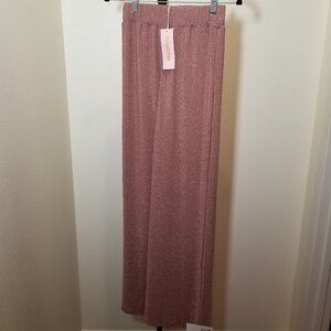 Collective Womens Rose Gold Size 4 Glitter Wide Leg Palazzo Pant Party Disco NWT